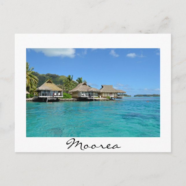 Moorea Bungalows weiße Postkarte (Vorderseite)