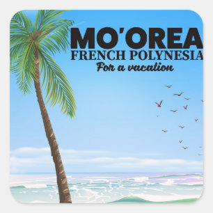 Mo'orea Französisch-Polynesien Quadratischer Aufkleber
