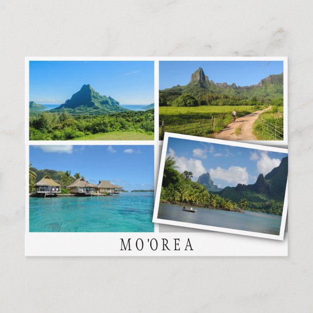 Moorea-Landschaften kollagen mit lockerem Bild Postkarte (Vorderseite)