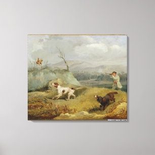 Moorhuhn-Schießen (Öl auf Leinwand) Leinwanddruck