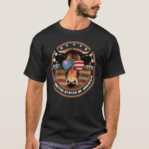 Moorica 1776 Patriotic Merica Highland Cow 4th Jul T-Shirt