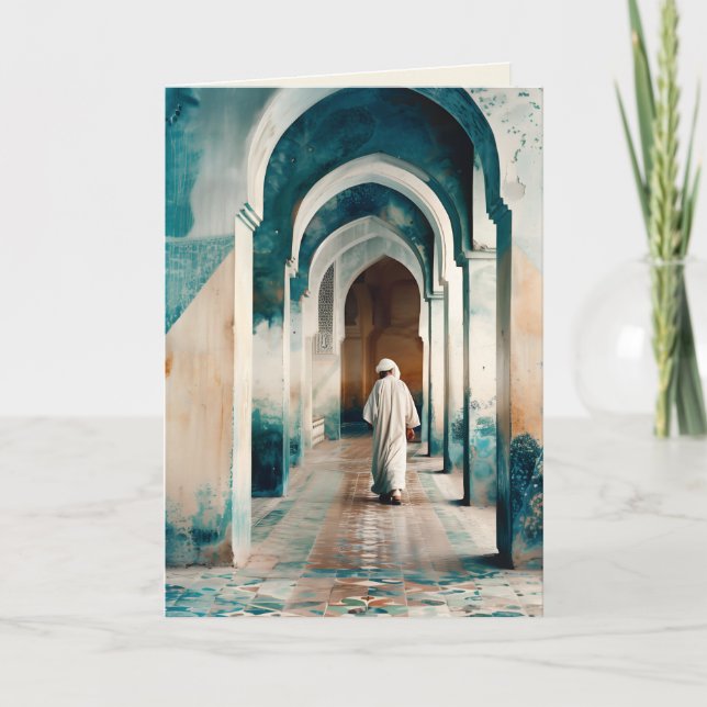 Moorish Marrakesh Blue Cream Einladung (Vorderseite)