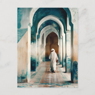 Moorish Marrakesh Blue Cream Postkarte