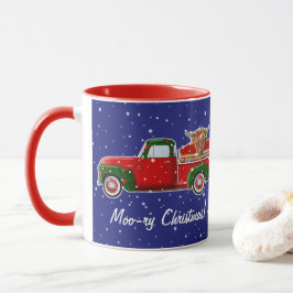 Moory Christmas Highland Cow in Little Red Truck Tasse