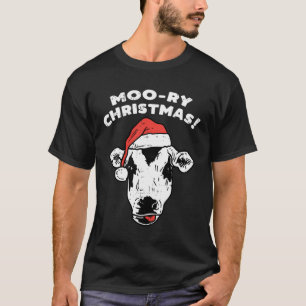 Moory Christmas Kuh Moo Funny Farm Animal Xmas Far T-Shirt