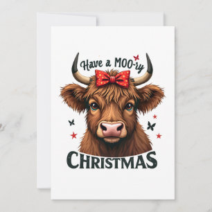 Moory Christmas Niedliche Kuh trägt Santa Dankeskarte