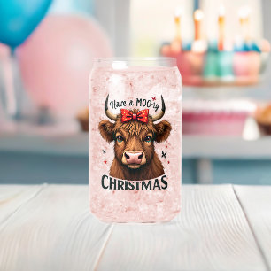 Moory Christmas Niedliche Kuh trägt Santa Dosenglas