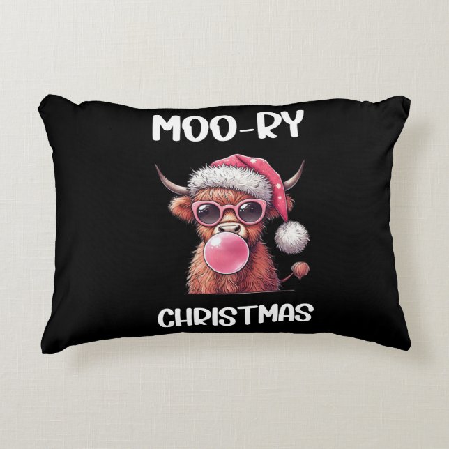 Moory Christmas Scottish Higland Cow Dekokissen (Vorderseite)