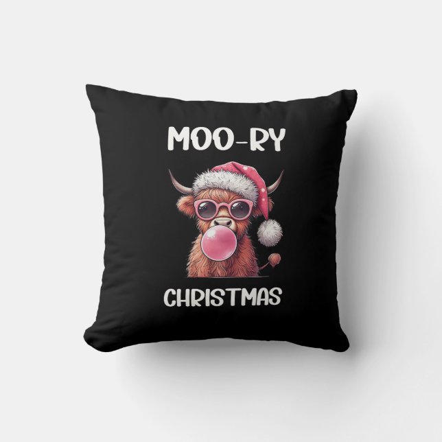 Moory Christmas Scottish Higland Cow Kissen (Vorderseite)
