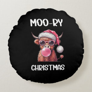 Moory Christmas Scottish Higland Cow Rundes Kissen