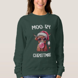 Moory Christmas Scottish Higland Cow Sweatshirt