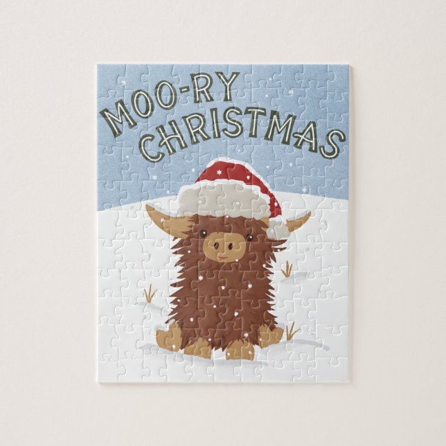 Moory Weihnachten niedliche Shaggy Highland Kuh Sa (Vertikal)