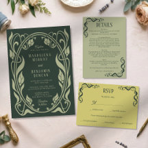 Moos Dunkelgrün Sage Art Nouveau Elegante Hochzeit