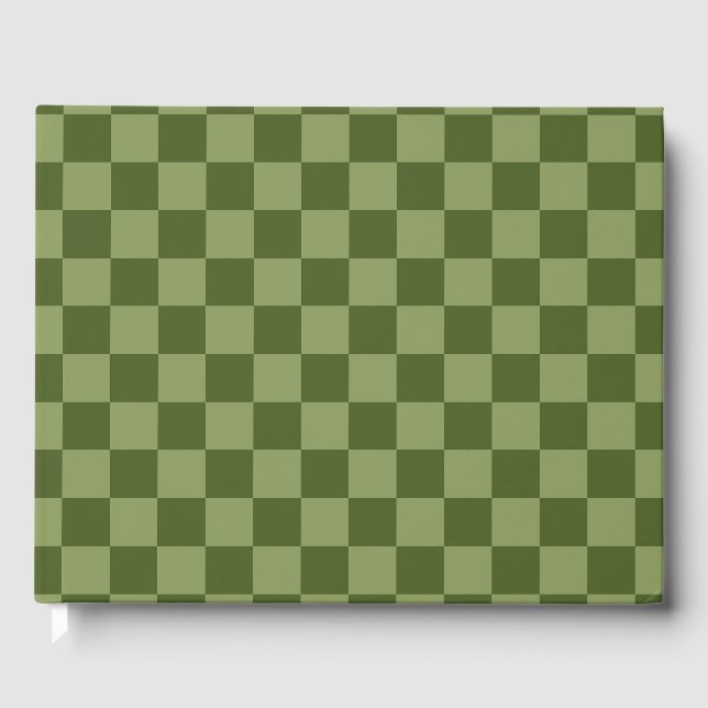 Moos Green Checkerboard Gästebuch (Vorderseite)