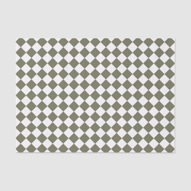 Moos Green Checkerboard Muster Seidenpapier (Vorderseite)