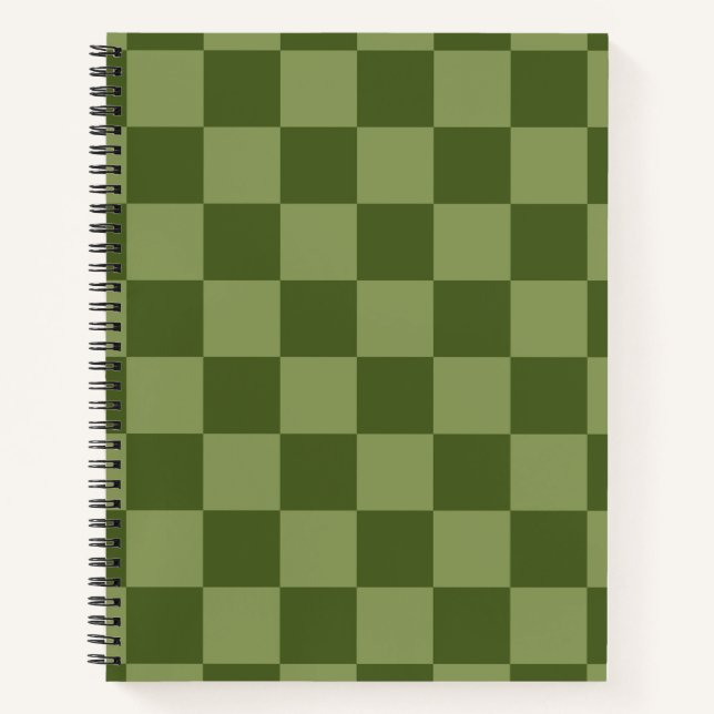 Moos Green Checkerboard Notizbuch (Vorderseite)
