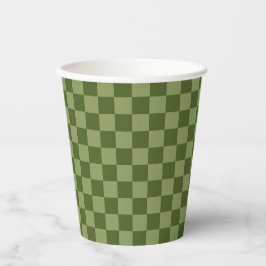 Moos Green Checkerboard Pappbecher