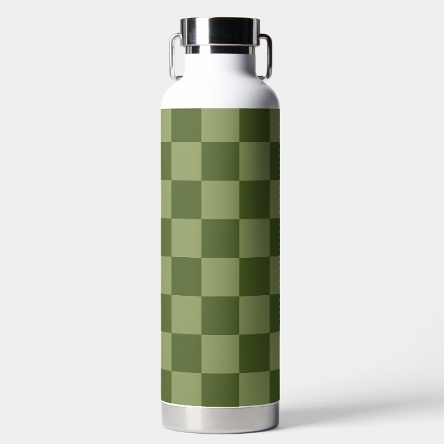 Moos Green Checkerboard Trinkflasche (Vorderseite)