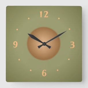 Moos-Grün mit TAN-Mitte schlichter Küchen-Uhr Quadratische Wanduhr