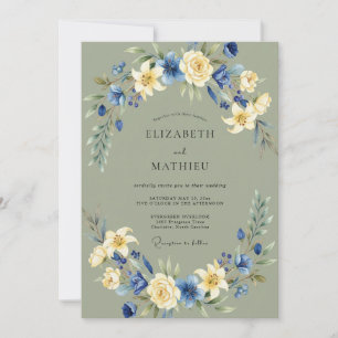 Moos Kornblumen-Blüten-Hochzeit Einladung