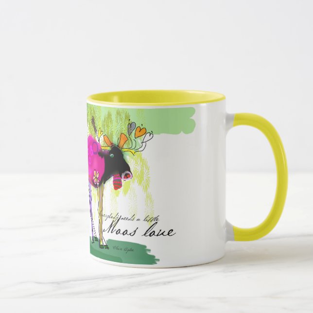 Moos Liebe-Gelb 11-Unze-kombinierte Tasse (Rechts)