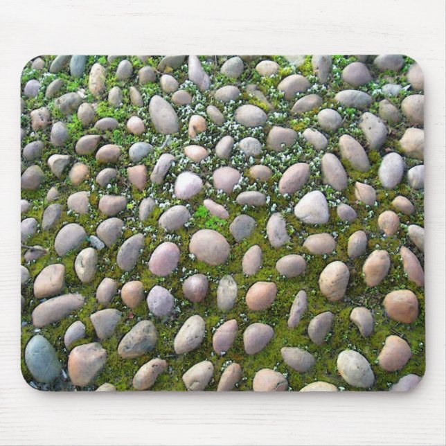 Moos, Steine und Blume, fotografisches Mousemat Mousepad (Vorne)