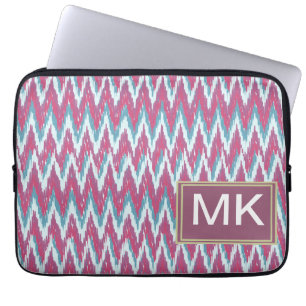 Moosbeere und aquamarines iKat Zickzack-Muster Laptopschutzhülle
