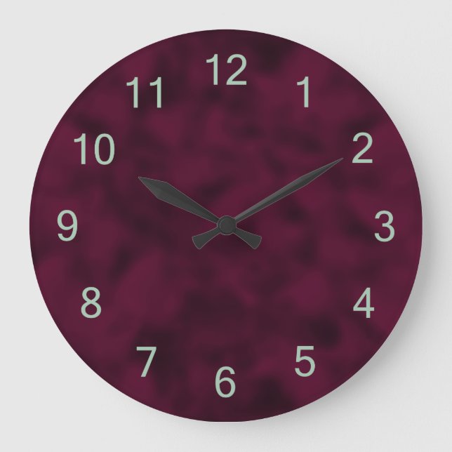 Moosbeere und Schwarzes gesprenkelt Große Wanduhr (Vorderseite)