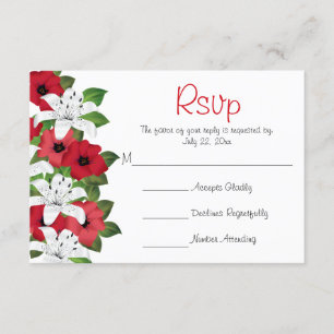 Moosbeerrote Blumen-Lilien - Hochzeit UAWG RSVP Karte