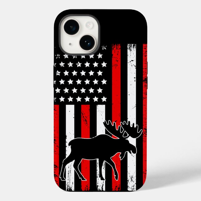 Moose American Flag Case-Mate iPhone 14 Hülle (Rückseite)