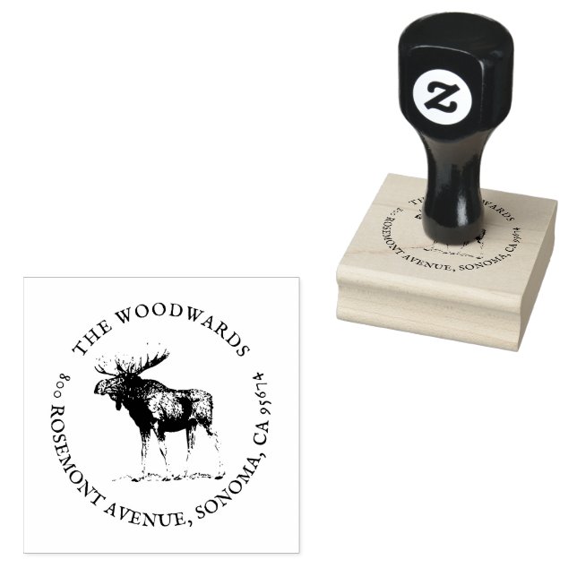 Moose Antique Familienname Rücksendeadresse Gummistempel (Stempel)