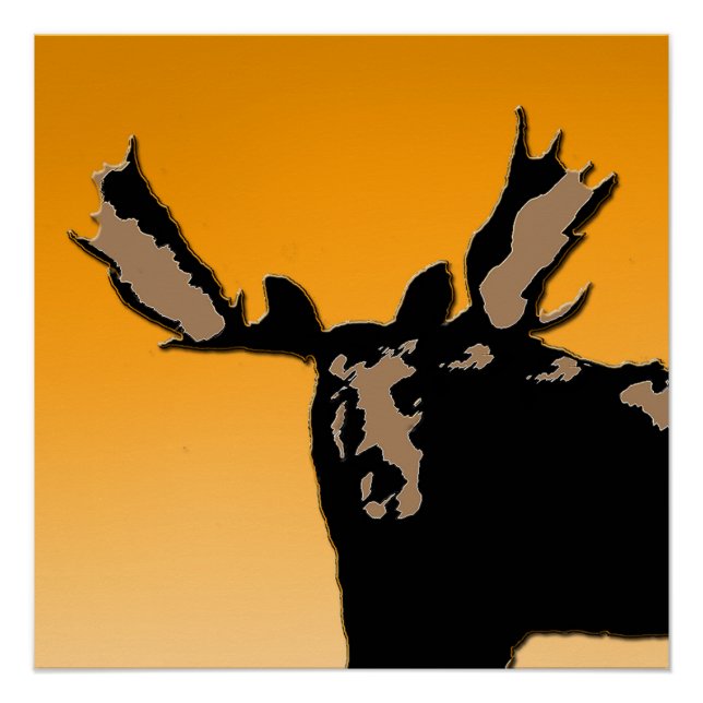 Moose at Sunset - Original Wildlife Art Poster (Vorderseite)