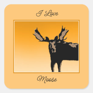 Moose at Sunset - Original Wildlife Art Quadratischer Aufkleber