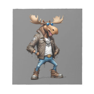 Moose Biker Rebel im Coolen Stil der Lederjacket Notizblock