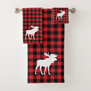 Moose Buffalo Karo Pattern Badetuch Set