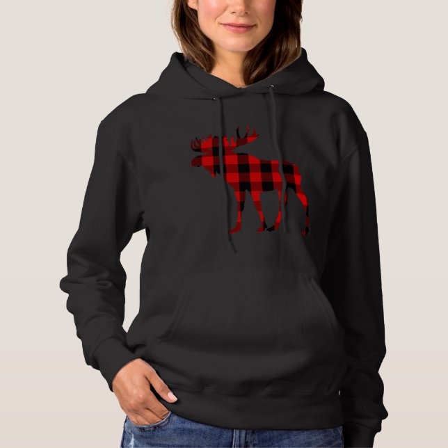 Moose Buffalo Red Kariert Hoodie (Vorderseite)