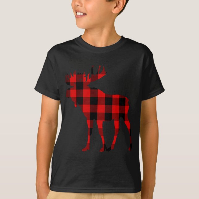 Moose Buffalo Red Kariert T-Shirt (Vorderseite)