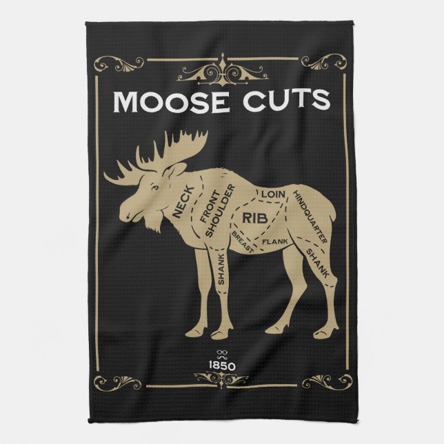 Moose Butler Cut Chart Geschirrtuch (Vertikal)