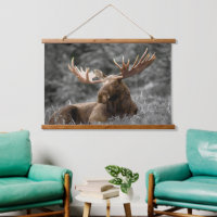 Moose Cabin Art Schwarz-weiß