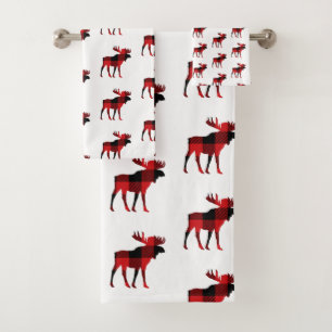 Moose Cabin Karo Pattern Badetuch Set