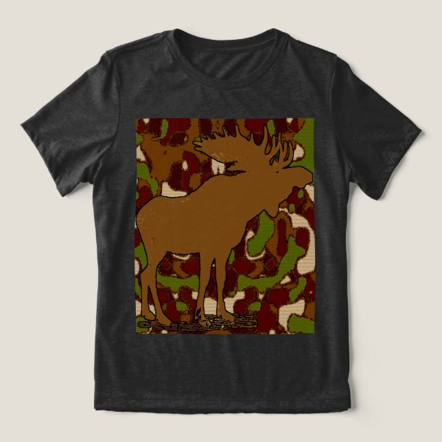 Moose Camouflage Geschenke Tri-Blend Shirt (Design Vorderseite)