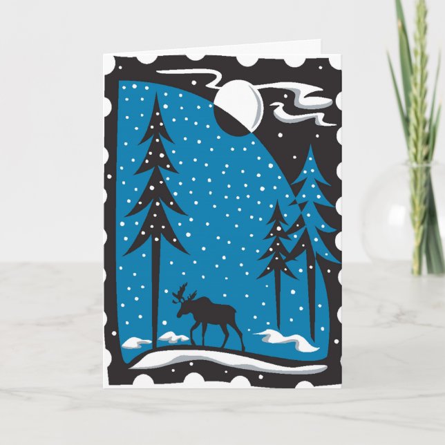 Moose Christmas Card Feiertagskarte (Vorderseite)