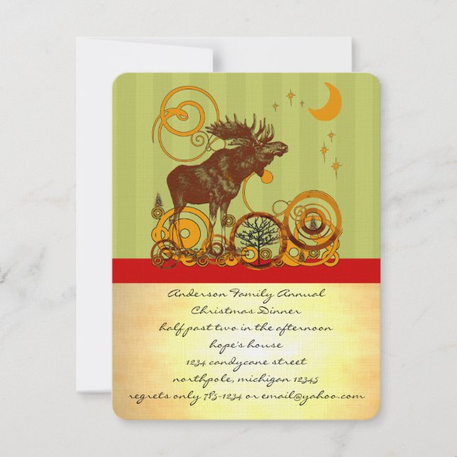 Moose Christmas Einladung (Vorderseite)