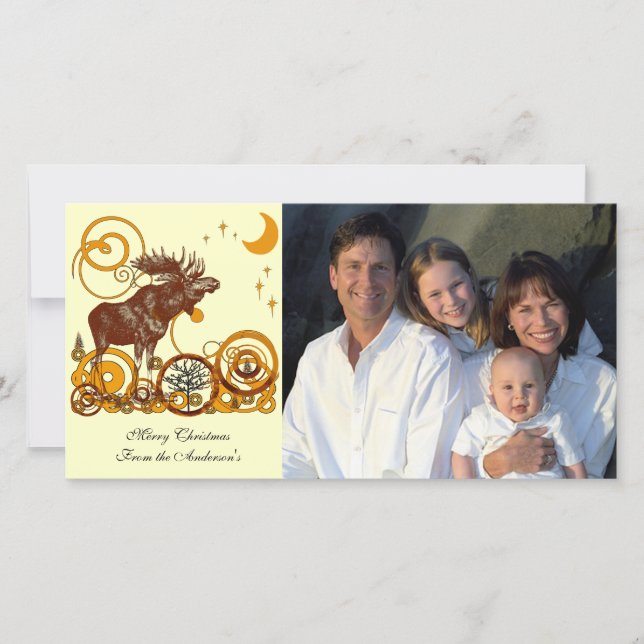 Moose Christmas Feiertagskarte (Vorderseite)