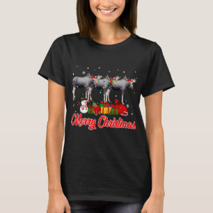Moose Christmas Pajama Funny Xmas Lichter Tiere L T-Shirt