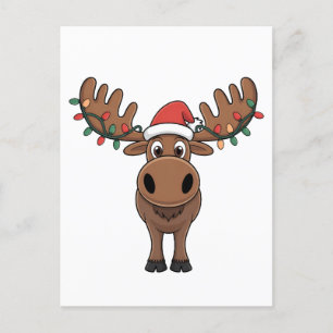Moose Christmas Tree Lights Funny Xmas Moose Lover Einladungspostkarte