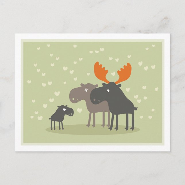 Moose Deer Family Words of Advice Mommy Postcard Hinweiskarte (Vorderseite)