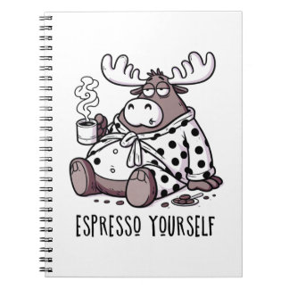 Moose Drink Kaffee in einem Polka Dot Robe Notizblock