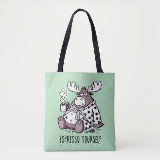 Moose Drink Kaffee in einem Polka Dot Robe Tasche