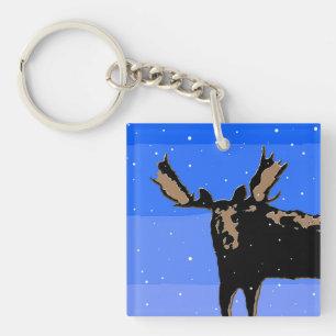 Moose en hiver - Art original de la faune